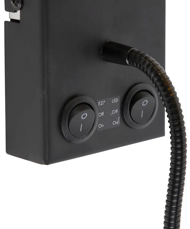 Lampă de perete inteligentă neagră cu abajur din velur gri închis cu Wi-Fi A60 - Stacca