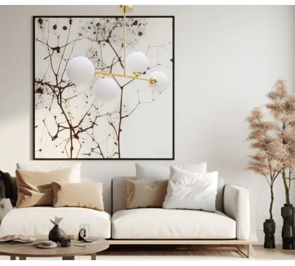 Lustră pe tijă FIRA 4xE27/60W/230V auriu