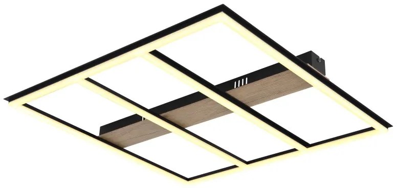 Plafoniera LED design industrial Froomy negru, maro 60x60cm