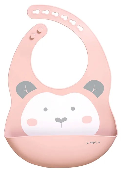 Baveta din silicon cu buzunar, ajustabila, Sweet  Fun, pink