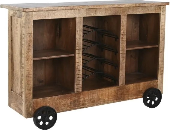 Consola de bar, din lemn de mango, cu roti, Wagon