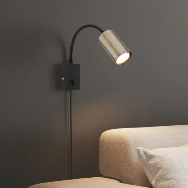 Lampă de perete flexibilă ROBBY 1xGU10/25W/230V neagră/alamă Globo 57911WM