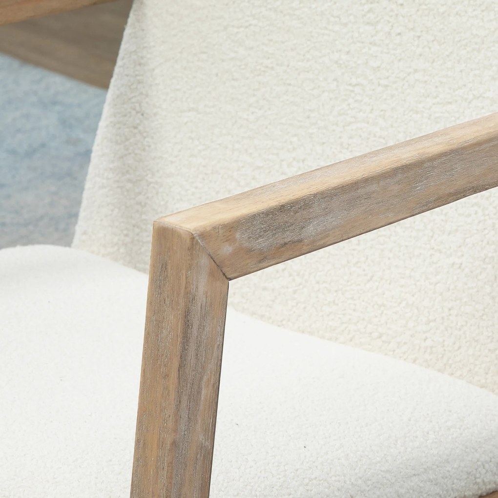 HOMCOM Scaun Balansoar Minimalist cu Pernuțe pentru Scaun și Spătar, Scaun pentru Sufragerie din Lemn de Caucciuc, Pluș și Spumă, 60x81x71 cm, Crem | Aosom Romania