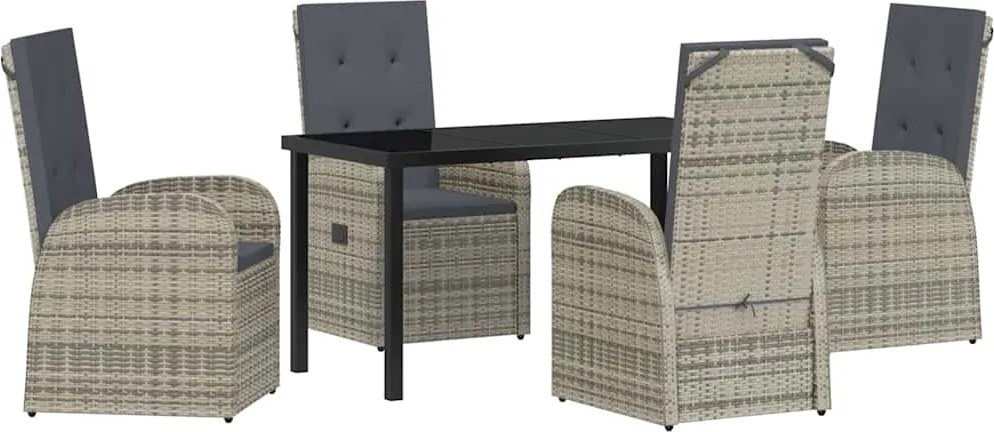 vidaXL Set de masă pentru grădină cu pernă 5 pcs Gri poliratan