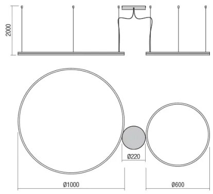 Redo 01-1721 - Lustră LED pe cablu ORBIT LED/42W + LED/66W/230V bronz