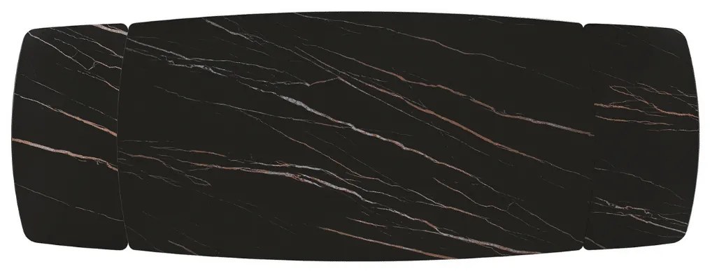 MIRABELLE-MASA BLAT ROTUNJIT CERAMICA NEGRU CU AURIU MAT EXTENSIBILA -PICIOR METALIC BRONZ 160 cm/ 90 cm