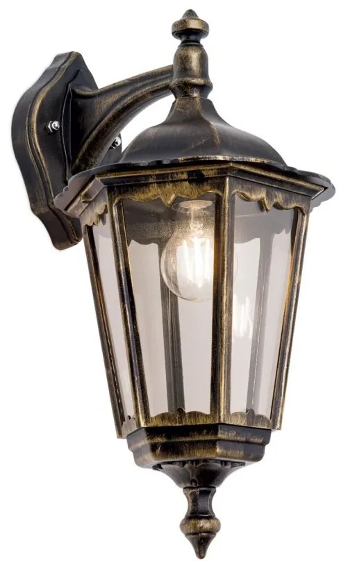 Aplica de perete exterior stil clasic IP43 Puchberg AL 11K/82571 schwarz-gold/rauch OR