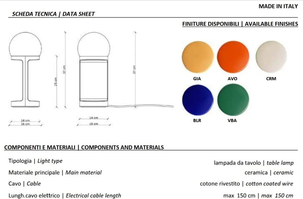 Veioza din ceramica design italian Habea
