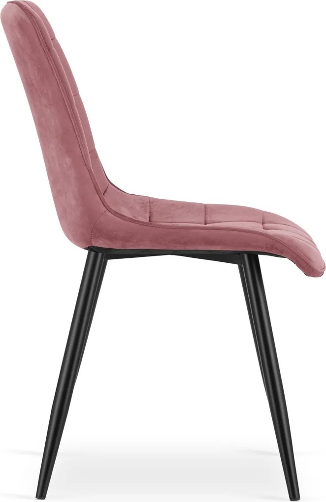 Scaun de masa SPLIT VELVET cu picioare negre, roz inchis