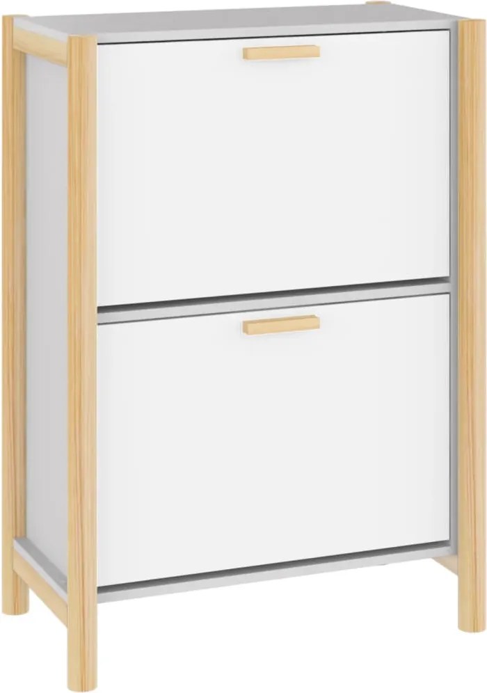 vidaXL Pantofar, alb, 57,5x33x80 cm, lemn compozit