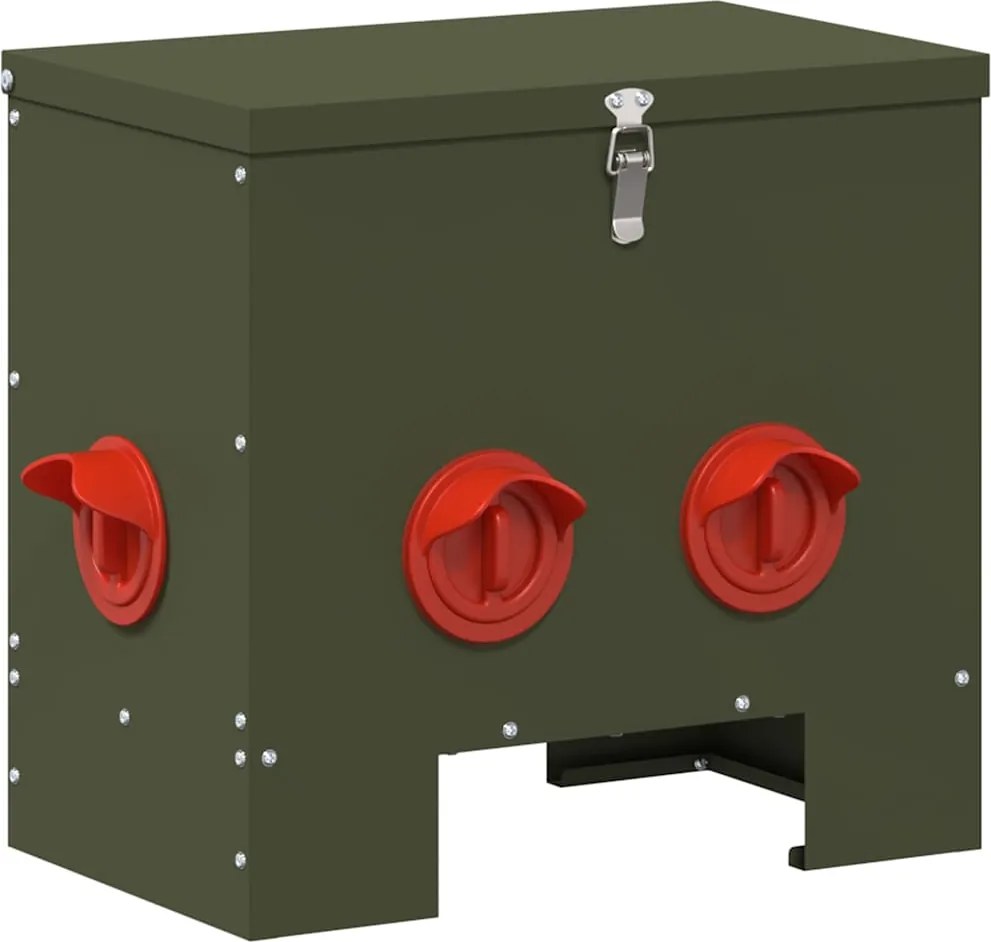 vidaXL Feeder pentru pui Verde măsliniu 40,5 x 25 x 38 cm