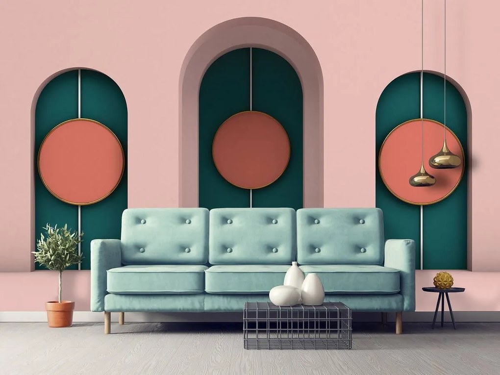 Fototapet - Minimalism. Arcade geometrice în pastel (254x184 cm)