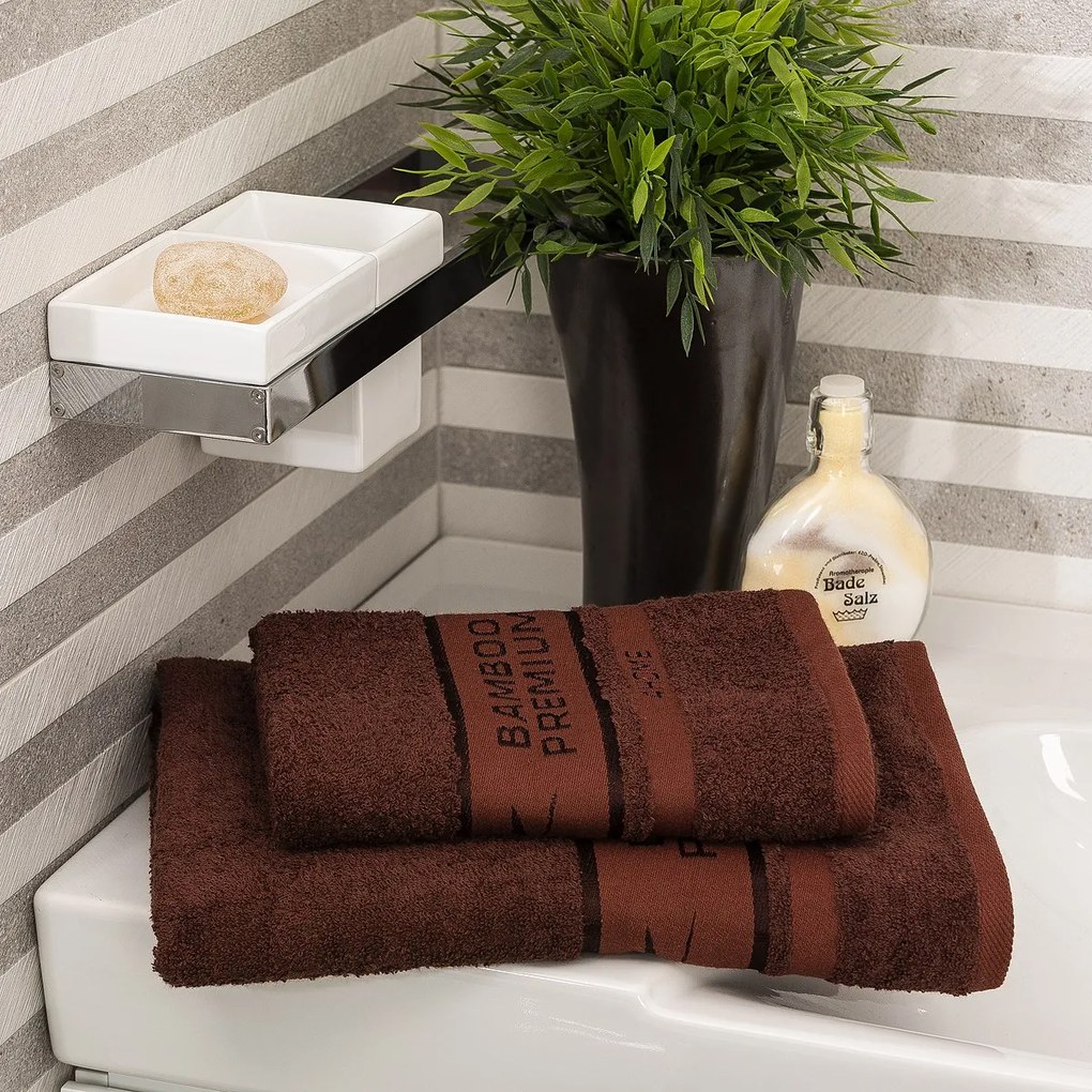 Prosop de corp 4Home Bamboo Premium maro închis, 70 x 140 cm