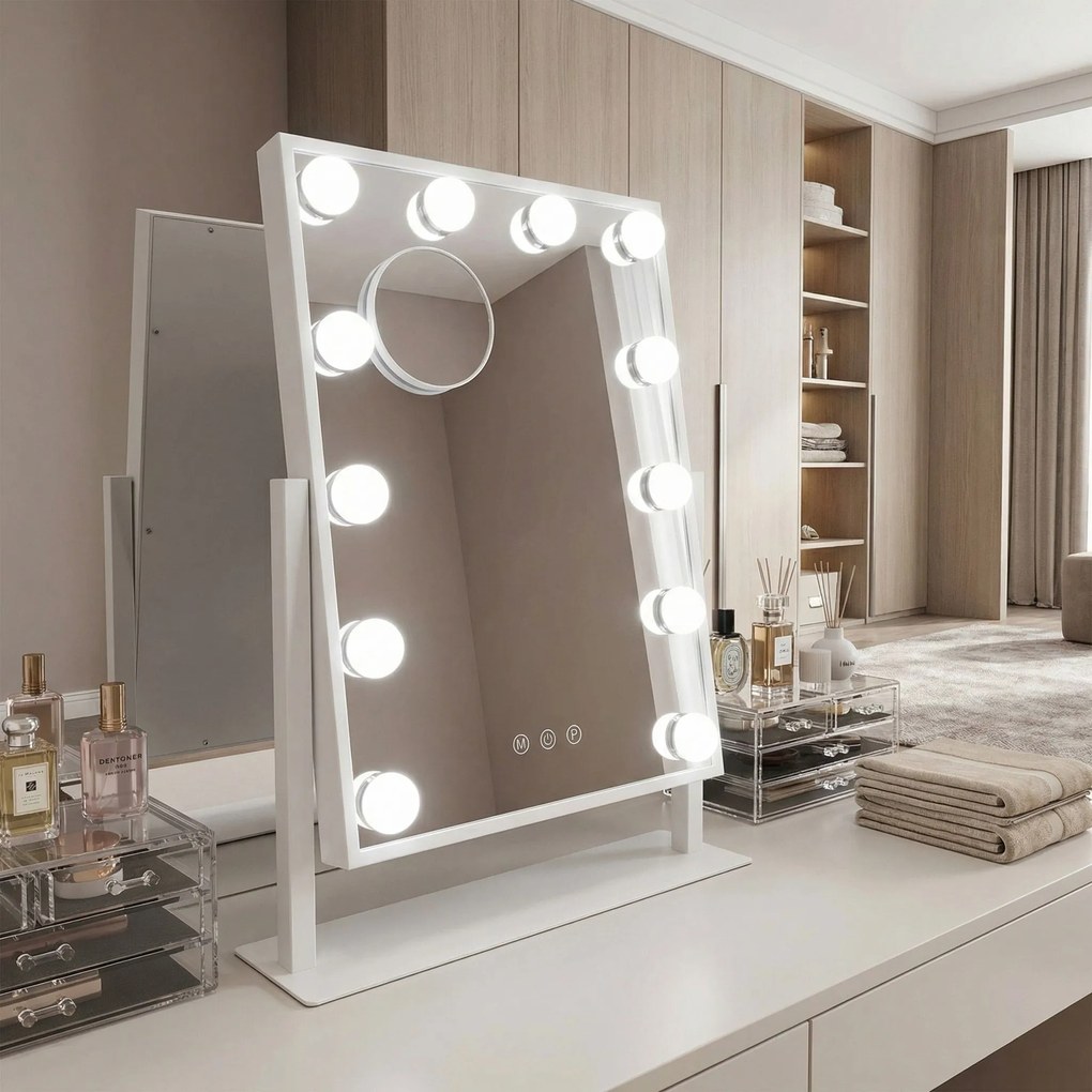 Oglindă LED HOLLYWOOD White 30x40