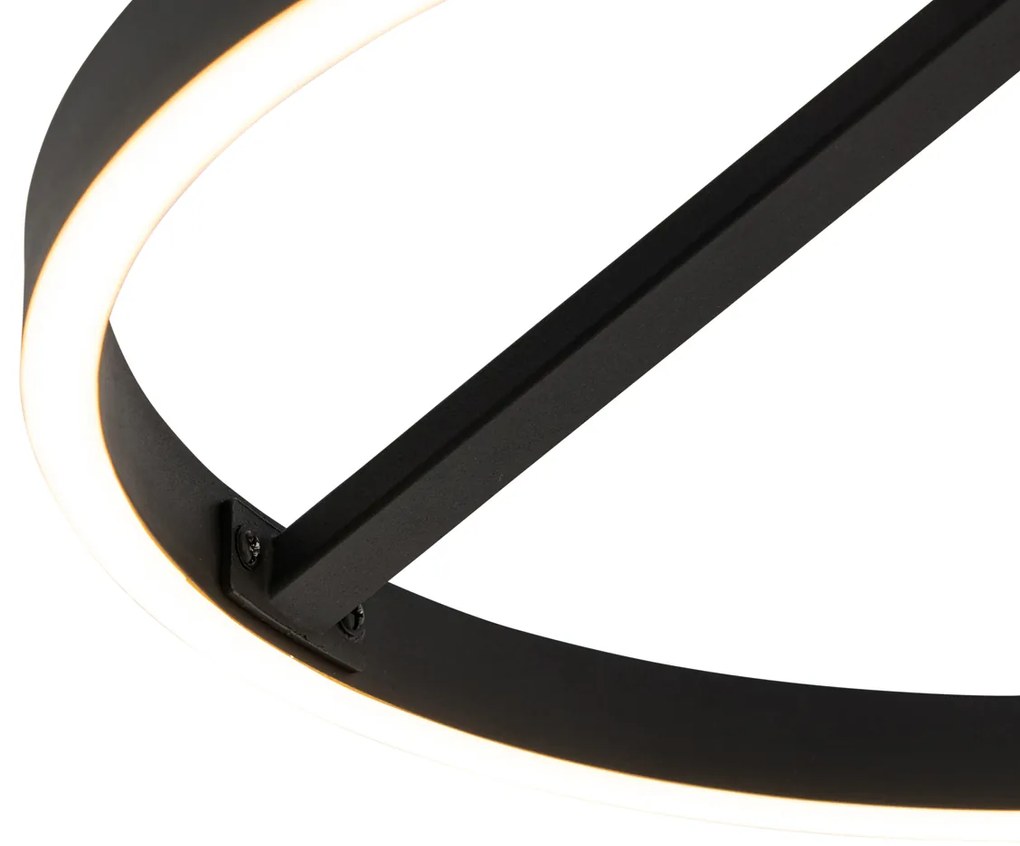 Plafoniera de design neagra incluzând LED cu dimmer pe 3 trepte - Anello