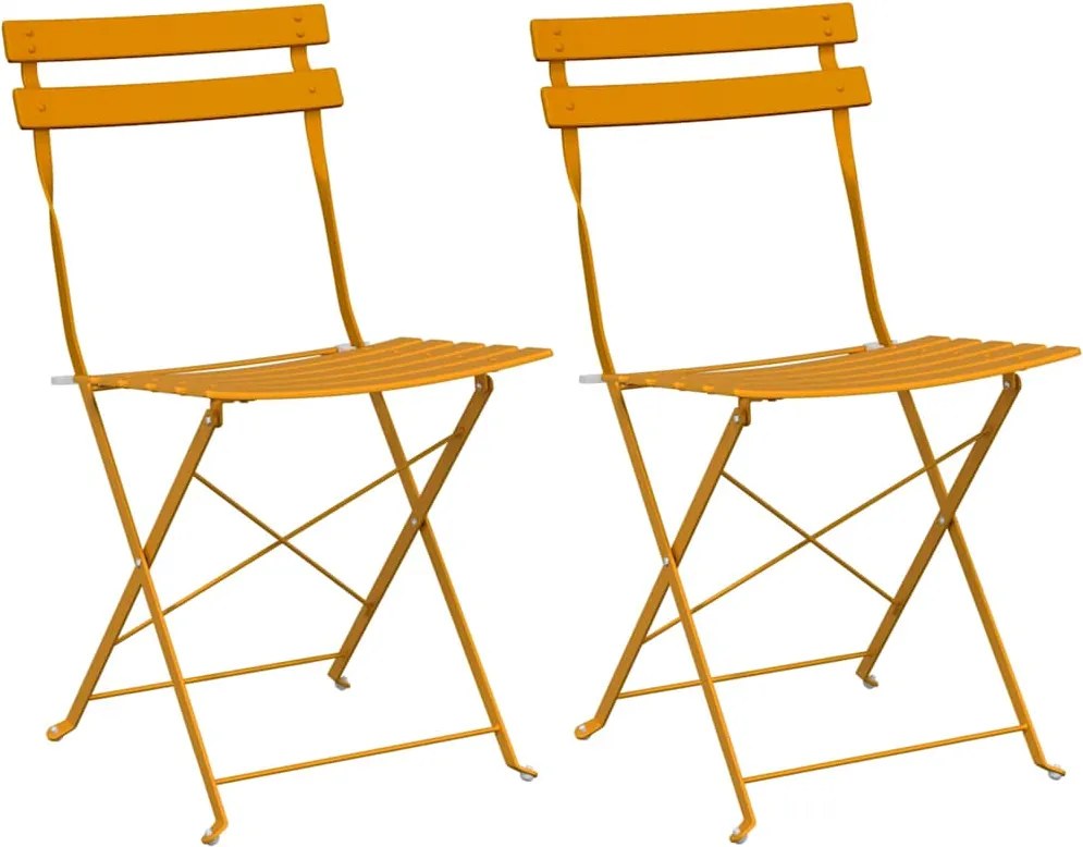 vidaXL Scaun pliabil pentru grădină 2 pcs Muștar 42 x 46 x 82cm Metal