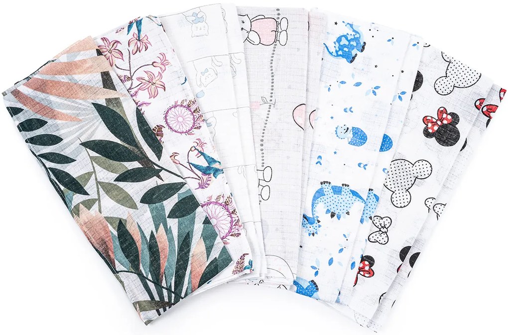 New Baby Scutece din bumbac cu imprimeu Standard, 60 x 80 cm, set 10 buc.