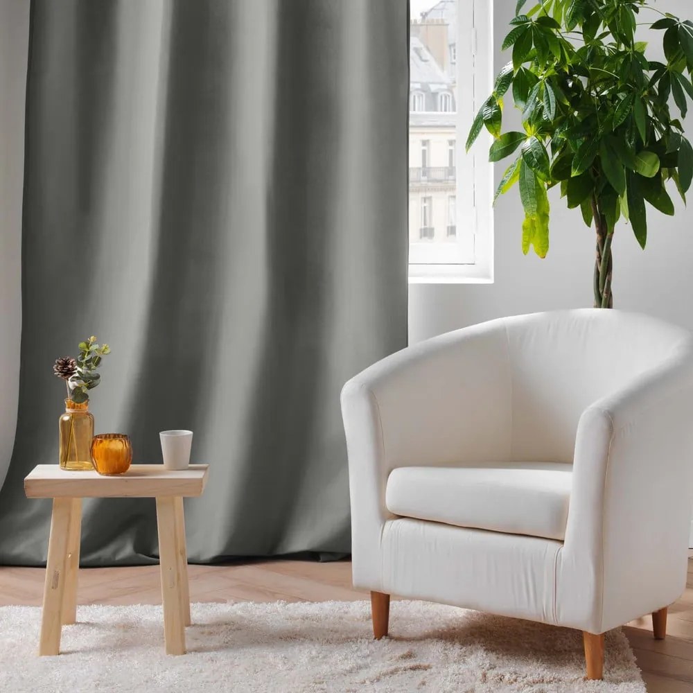 Draperie gri termoizolantă din microfibră 135x260 cm Micropolar – douceur d'intérieur