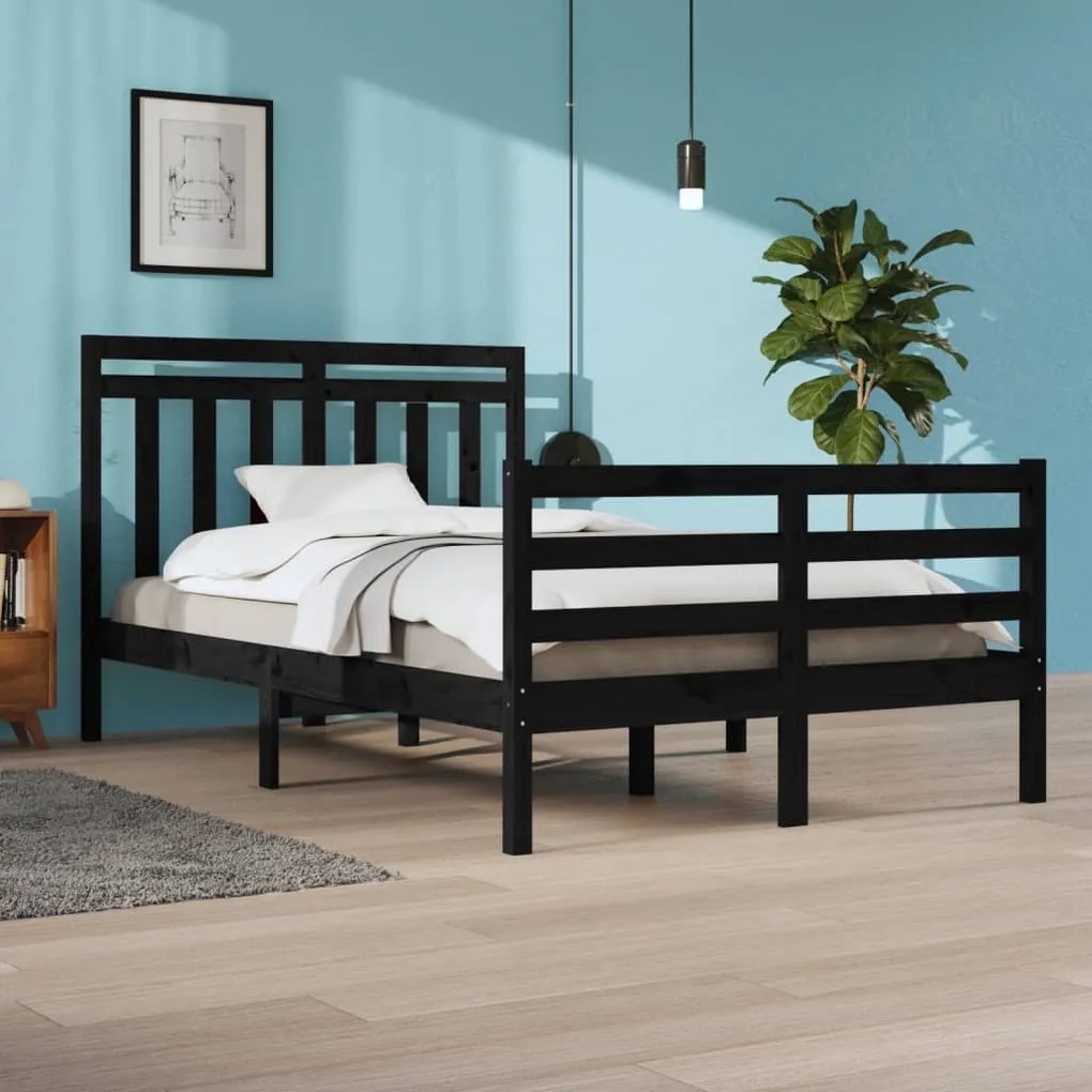 3105314 vidaXL Cadru de pat, negru, 120x200 cm, lemn masiv