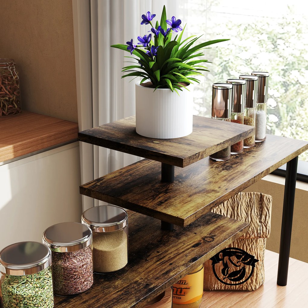 HOMCOM Raft de bucătărie, Drehbar Mikrowellenregal cu 3 nivele, Stand de metal industrial, 40 x 18 x 36,5 cm | Aosom Romania