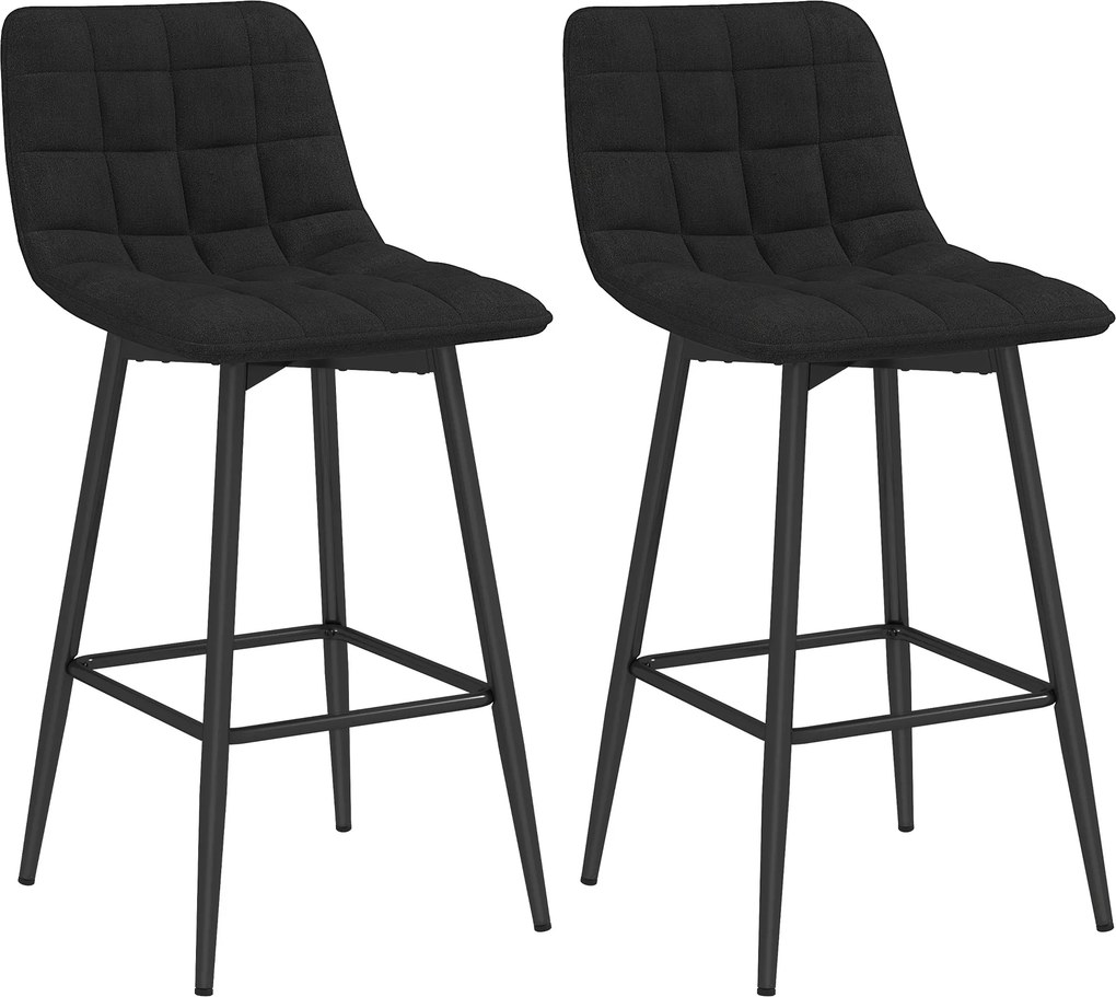 HOMCOM Set 2 Scaune cu Spătar și Suport pentru Picioare, Scaune cu Spătar din Material de Catifea, 45x47x84 cm, Negru | Aosom Romania