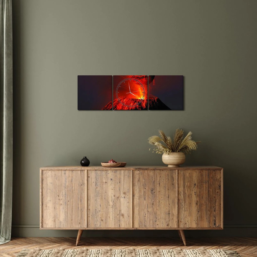 Tablou cu vulcan (cu ceas) (90x30 cm)