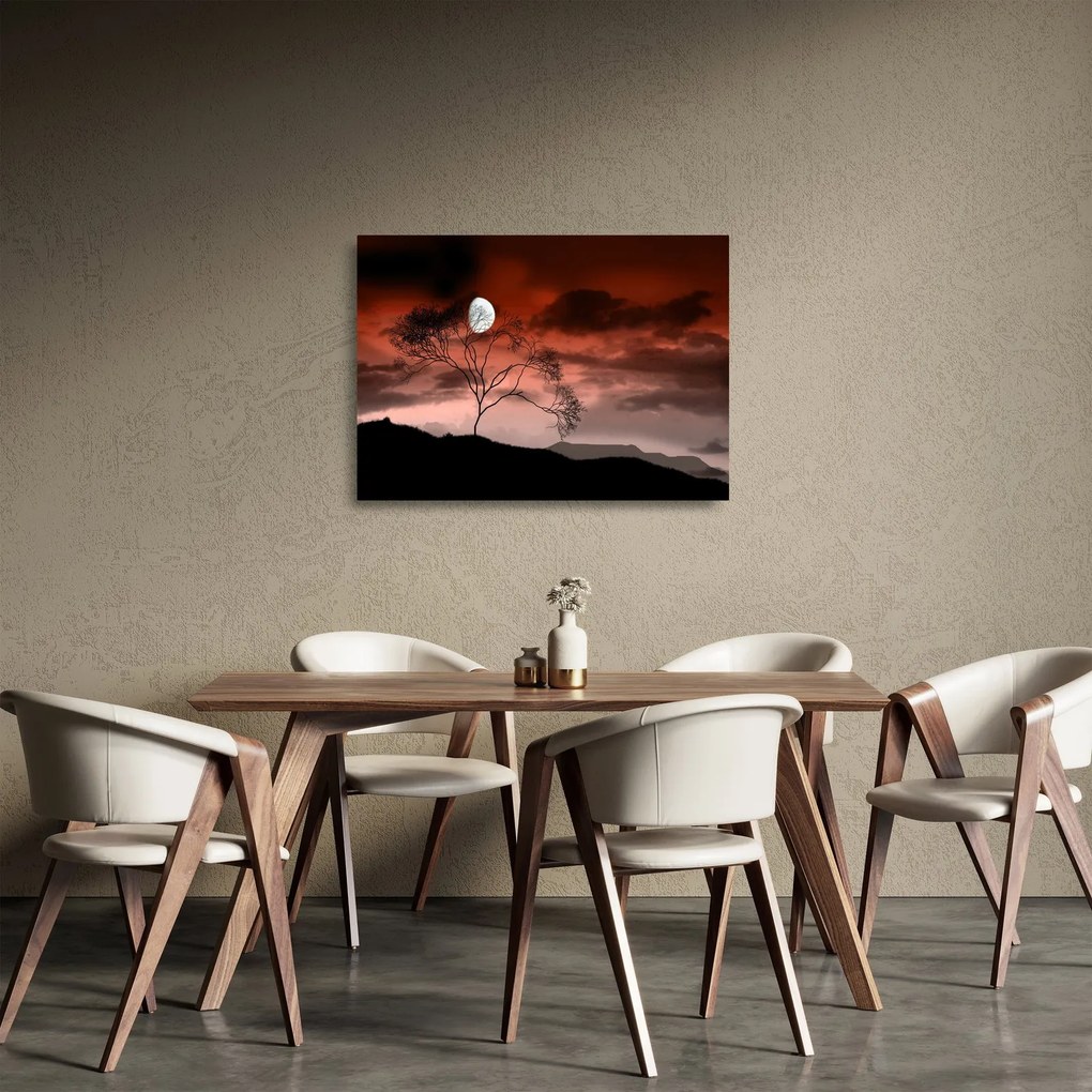 Tablou pe sticlă - Luna luminează noaptea (70x50 cm)