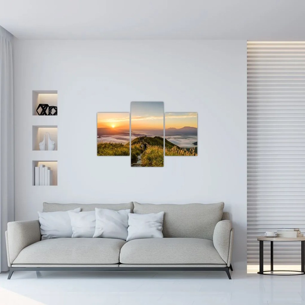 Tablou cu munți în apus de soare (90x60 cm)