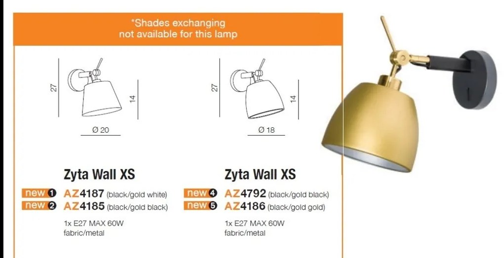 Aplica perete directionabila design modern ZYTA WALL XS GO