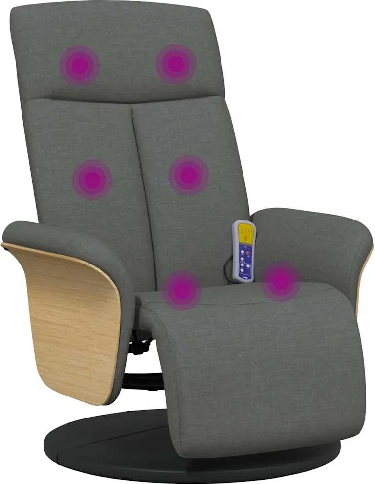 vidaXL Fotoliu masaj rabatabil cu suport picioare, gri închis, textil