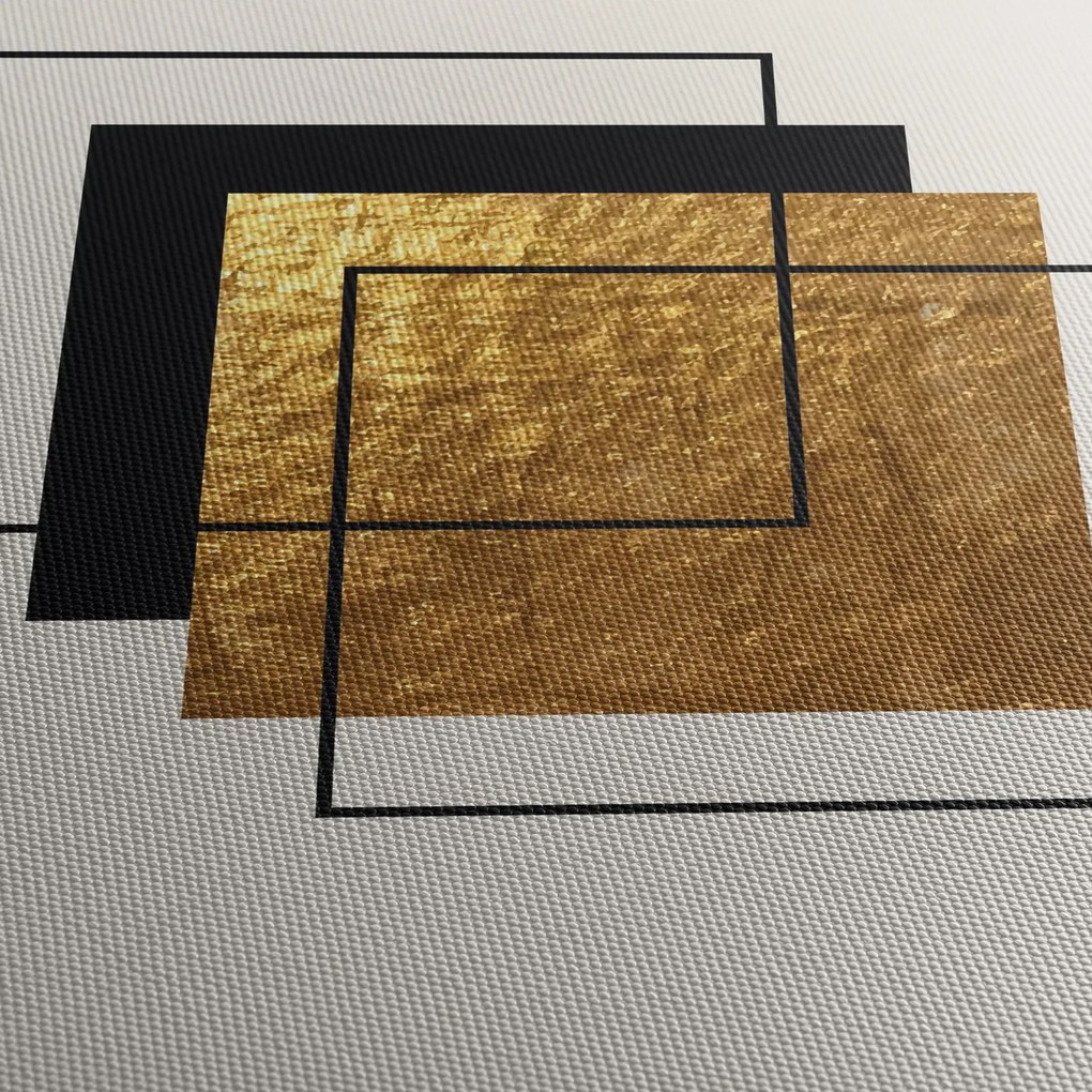 Tablou - Abstracție de aur și alb N⁰1 (cu ceas) (90x30 cm)