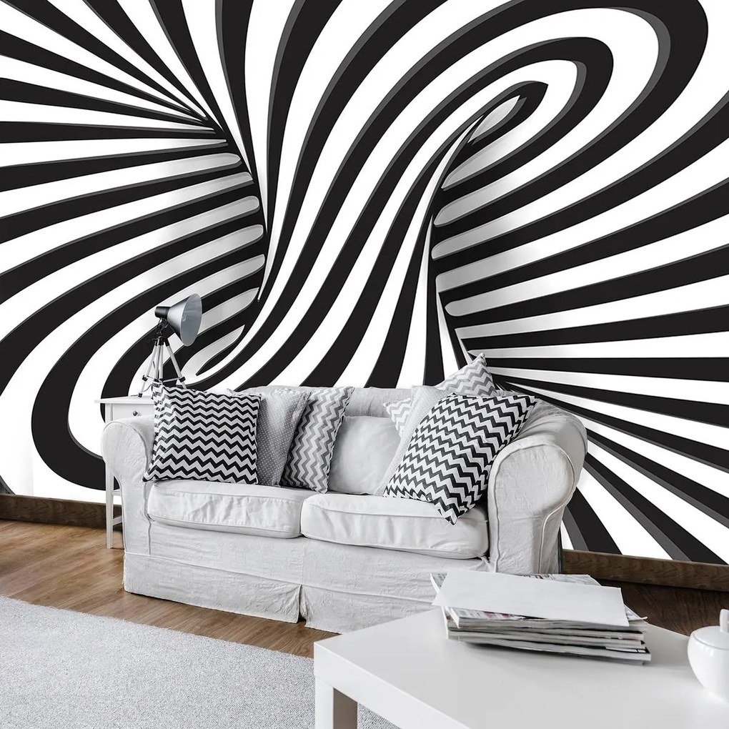 Fototapet - Cercuire 3D alb neagră (152,5x104 cm)