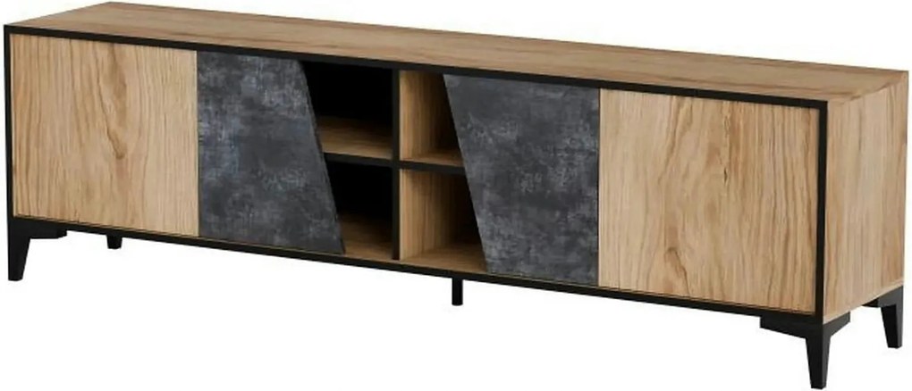Comoda TV OVO, stejar/gri beton, PAL laminat, 180x38x53 cm