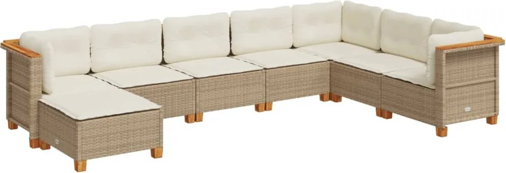 vidaXL Set canapele de grădină, 8 piese, cu perne, bej, poliratan