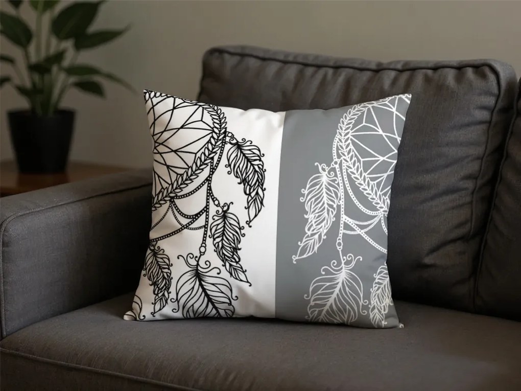 Husa de perna din bumbac TIRSO POLY 45x45 cm, gri-alb