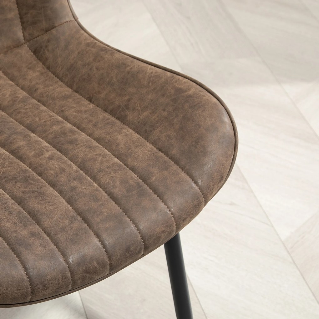 HOMCOM Lot de 2 scaune de sufragerie design modern și capitonat pentru sufragerie, sală de mese, dormitor, maro | Aosom Romania