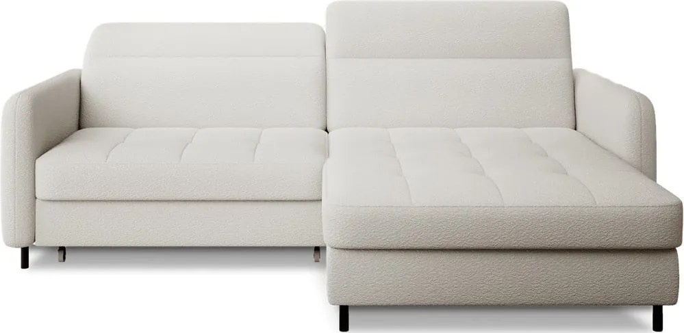 Colțar crem extensibil/cu spațiu de depozitare cu tapițerie din țesătură bouclé (cu colț pe partea dreaptă/cu șezlong) Gomsi – ELTAP