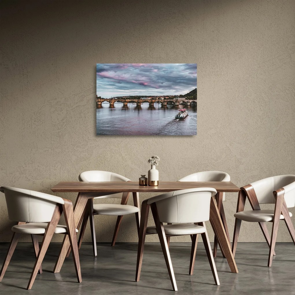 Tablou pe sticlă cu podul lui Carol (70x50 cm)