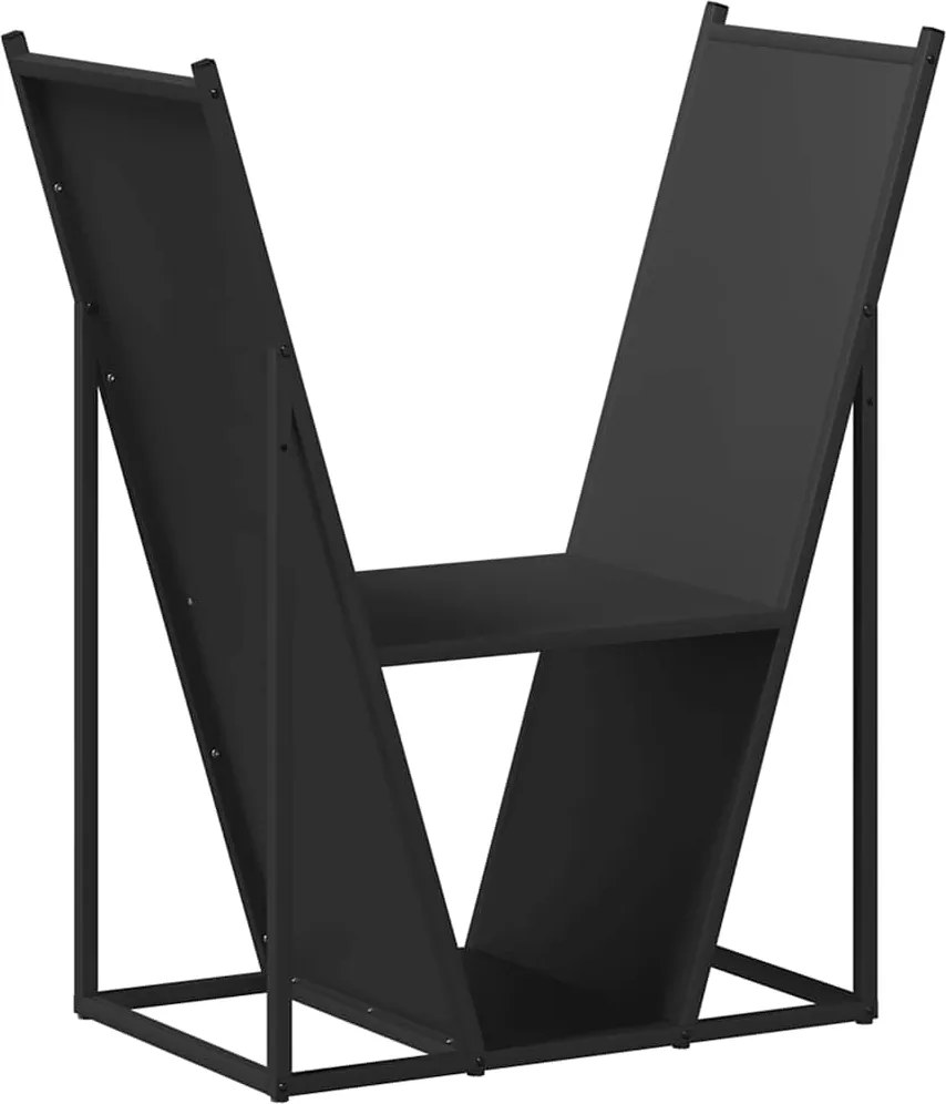 vidaXL Suport pentru lemne de foc negru Oțel laminat la rece