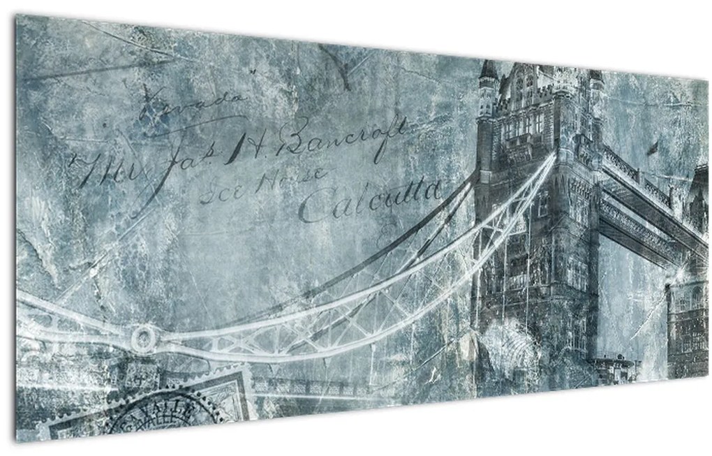 Tablou - Tower Bridge în tonuri reci (120x50 cm)