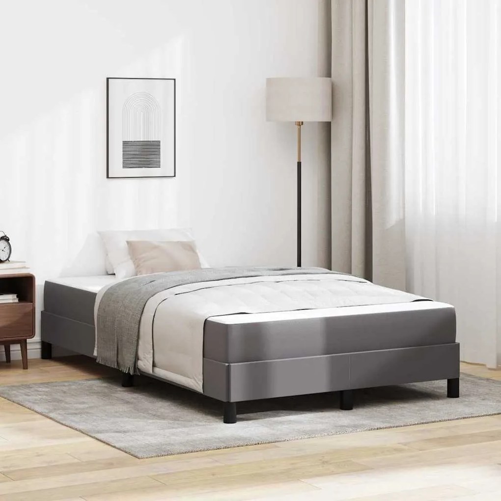vidaXL Pat cu saltea Gri 120 x 200 cm Piele artificială