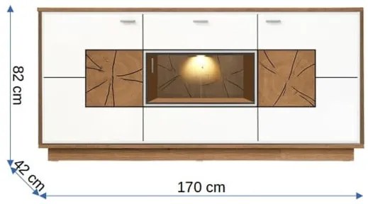 Bufet Urbano White Cu 3 Usi Si 1 Sertar Alb Si Natur, 170 Cm