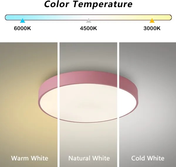 Brilagi – Plafonieră LED dimabilă POOL, 36 W, 230 V, temperatură de culoare reglabilă 3000–6000 K, Ø 30 cm, roz, cu telecomandă