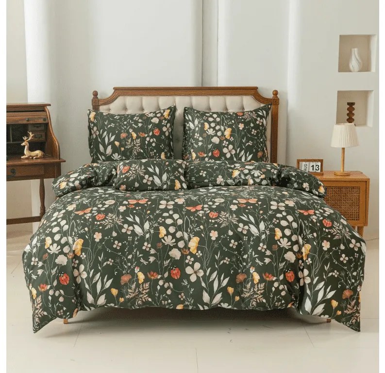 Lenjerie de pat din microfibra COLORFUL MEADOW verde inchis Dimensiune lenjerie de pat: 2 buc 70 x 90 cm | 200 x 220 cm