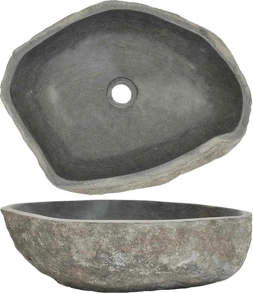 vidaXL Chiuvetă din piatră de râu, (45-53)x(34-41) cm, oval