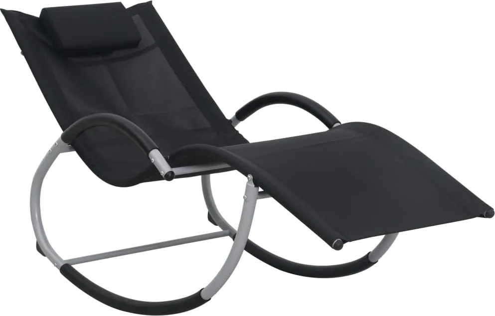 vidaXL Șezlong cu pernă, negru, textilenă
