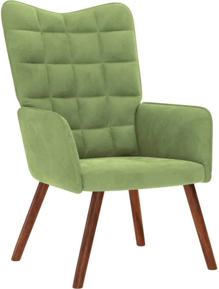 vidaXL Scaun de relaxare, verde deschis, catifea