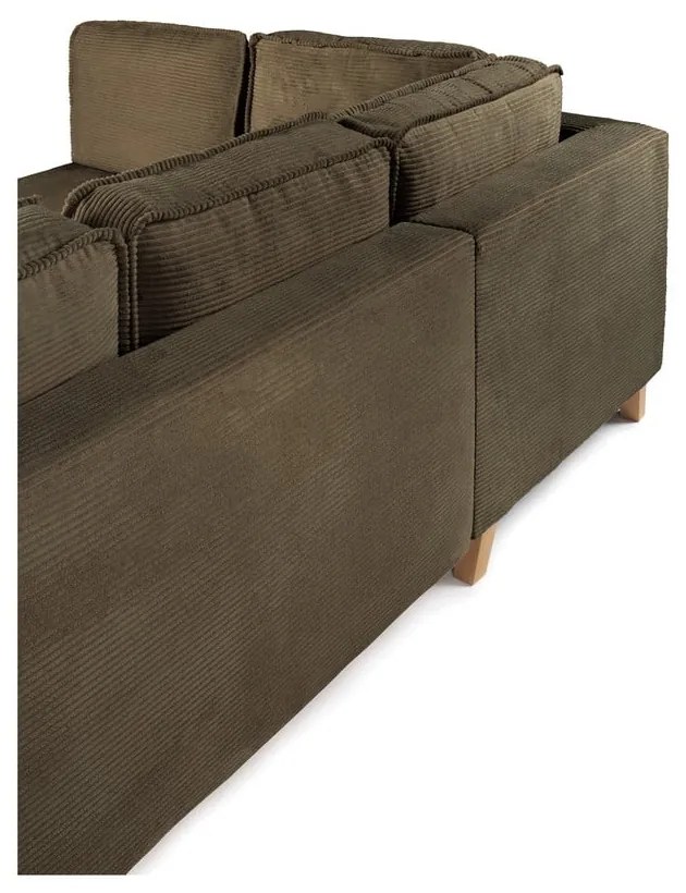 Colțar verde extensibil cu tapițerie din catifea reiată (cu colț pe partea stângă ) Tori – Bonami Selection