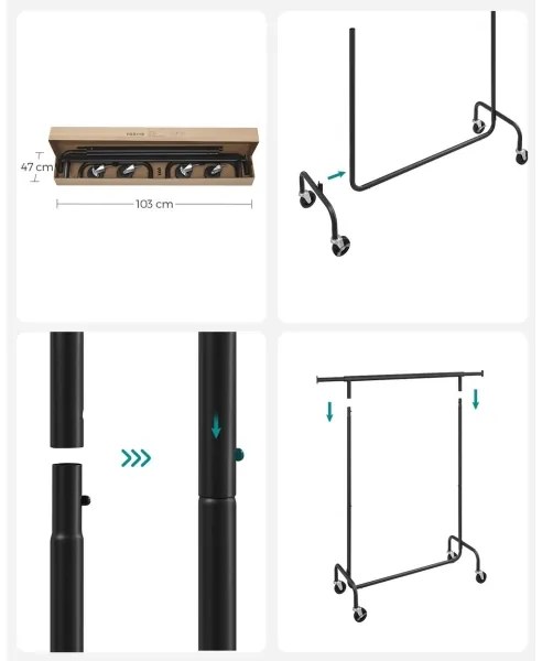 Cuier mobil de podea LINEA, negru