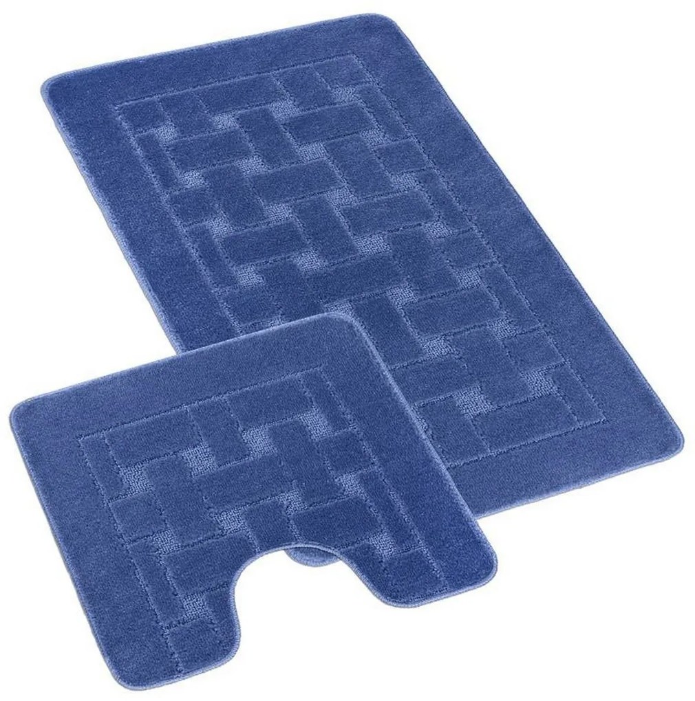 Set covorașe de baie Bellatex Bany cu decupajRectangle albastru, 60 x 100, 60 x 50 cm